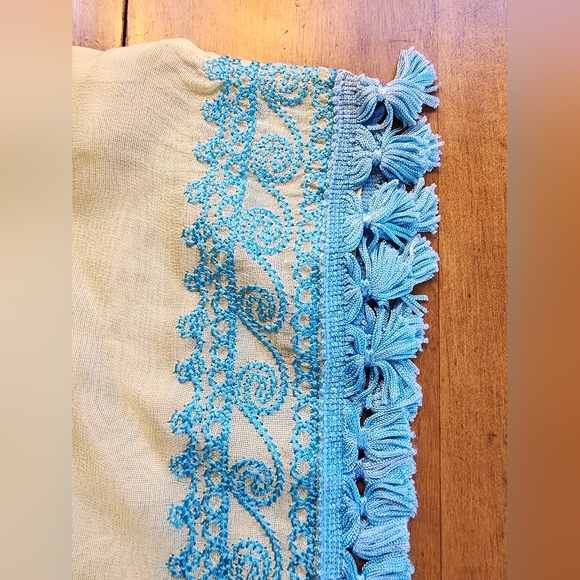 Calypso Saint Barth St. Barth silk beach cover-up 0 S M aqua yellow beachy VGUC - Picture 12 of 15